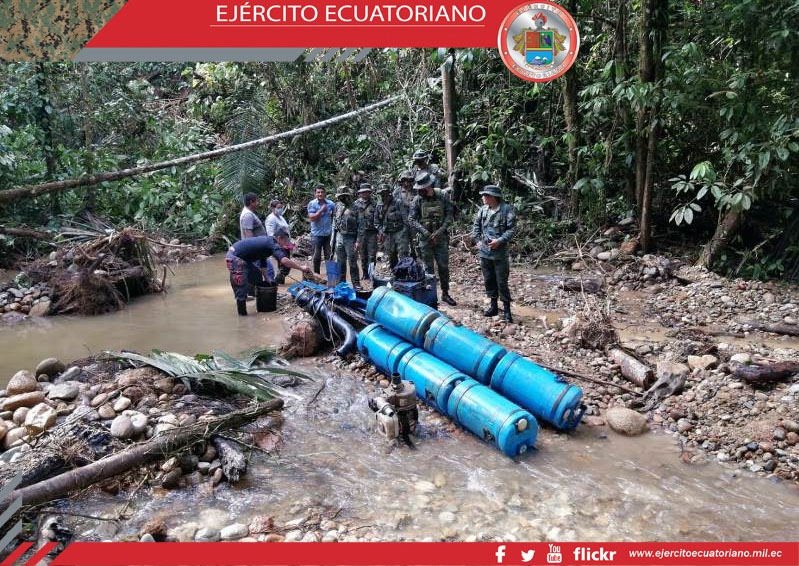 En Sucumbíos se halló campamento de minería ilegal