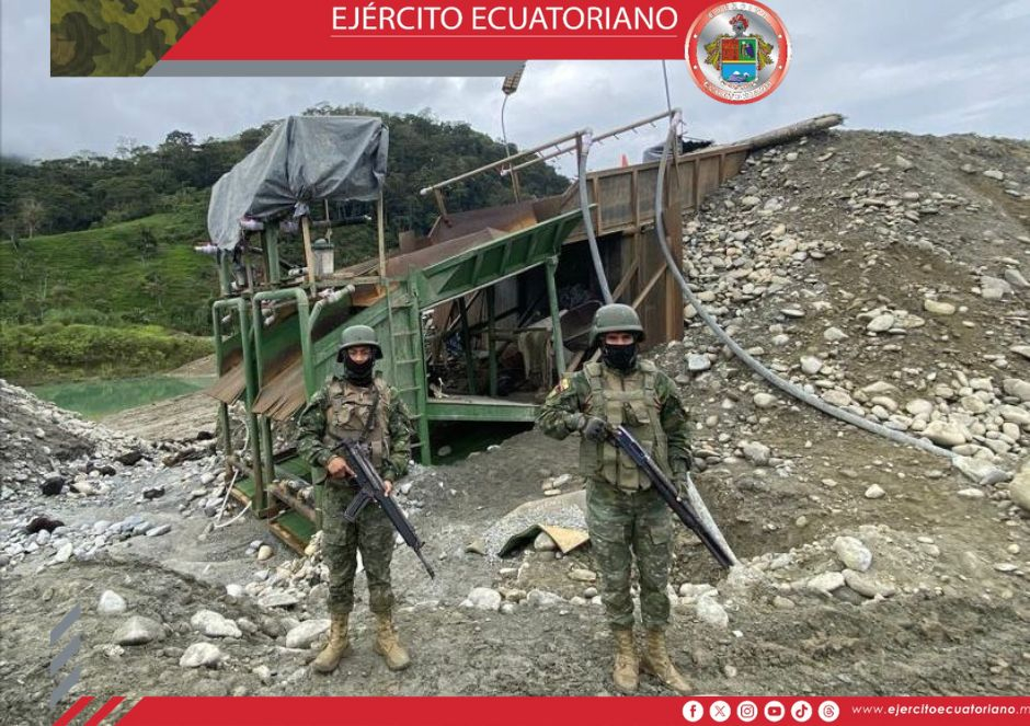 Ejército Ecuatoriano combate sin tregua las actividades mineras ilegales en Zamora Chinchipe