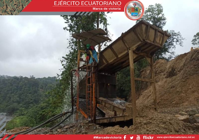 Nuevo campamento de minería ilegal localizado en Tobar Donoso
