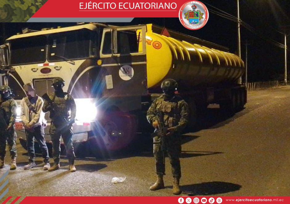 Camión con 8.000 galones de diésel fue aprehendido durante operación militar en Yaguachi