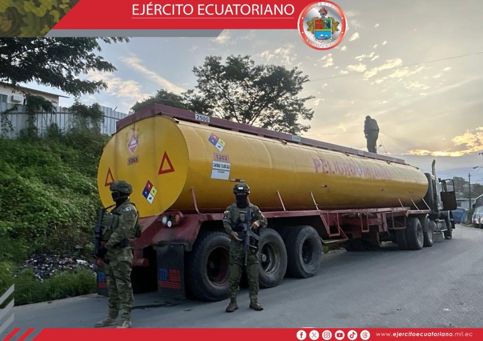 Ejército Ecuatoriano decomisa 10.000 galones de diésel durante operación militar en Guayaquil